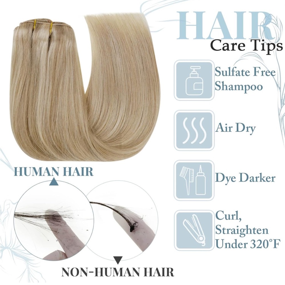 14 Inch 120g 7PCS Thick Ends Double Weft Human Hair Clip in Extensions - Picture 4 of 5